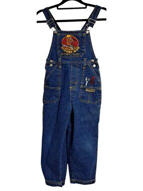 Vtg Scooby-Doo Denim Overalls Boys Size 5 Unisex Blue Jean 100% Cotton Handy Man